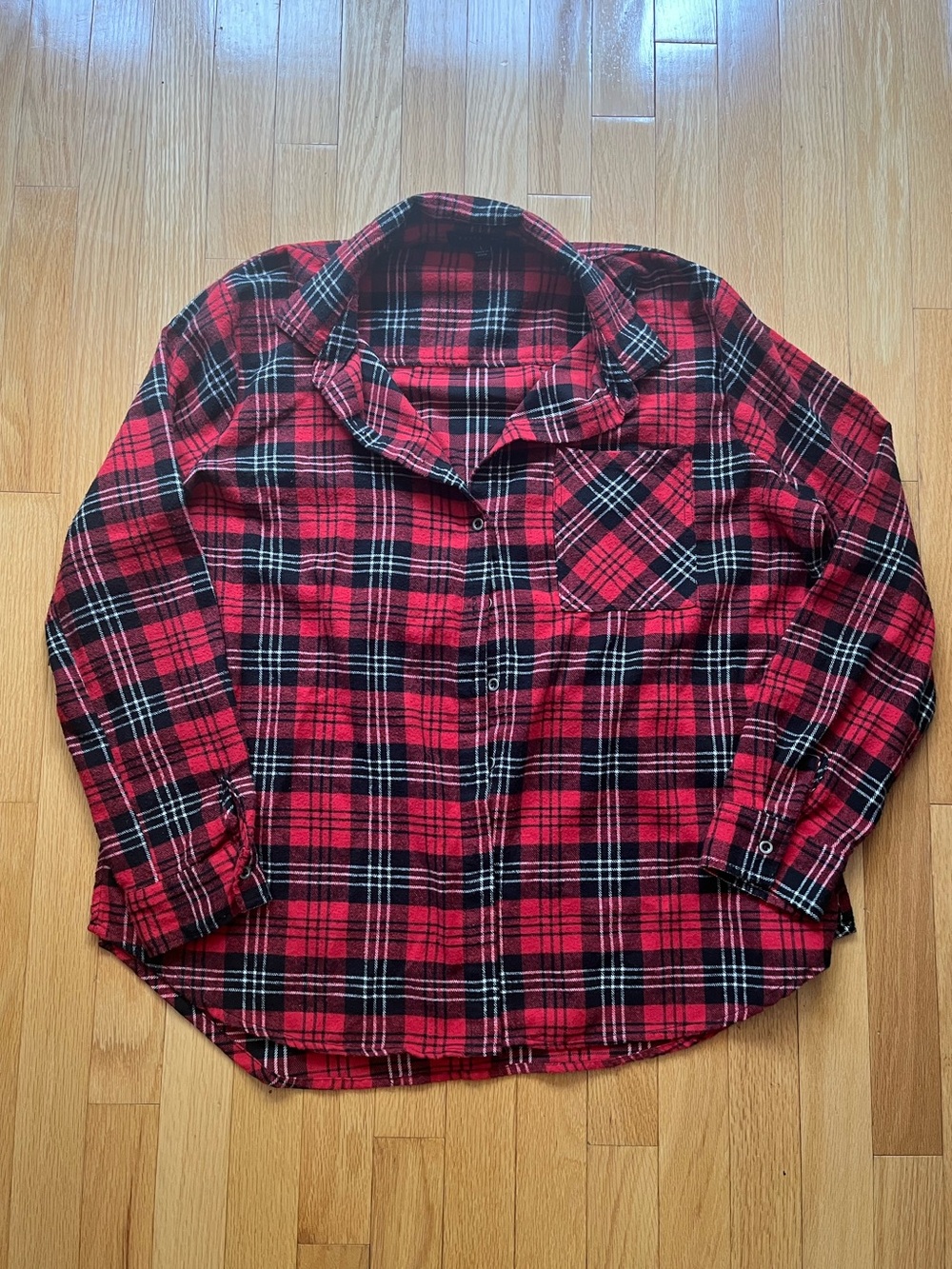 Red Plaid Button-Down Shirt